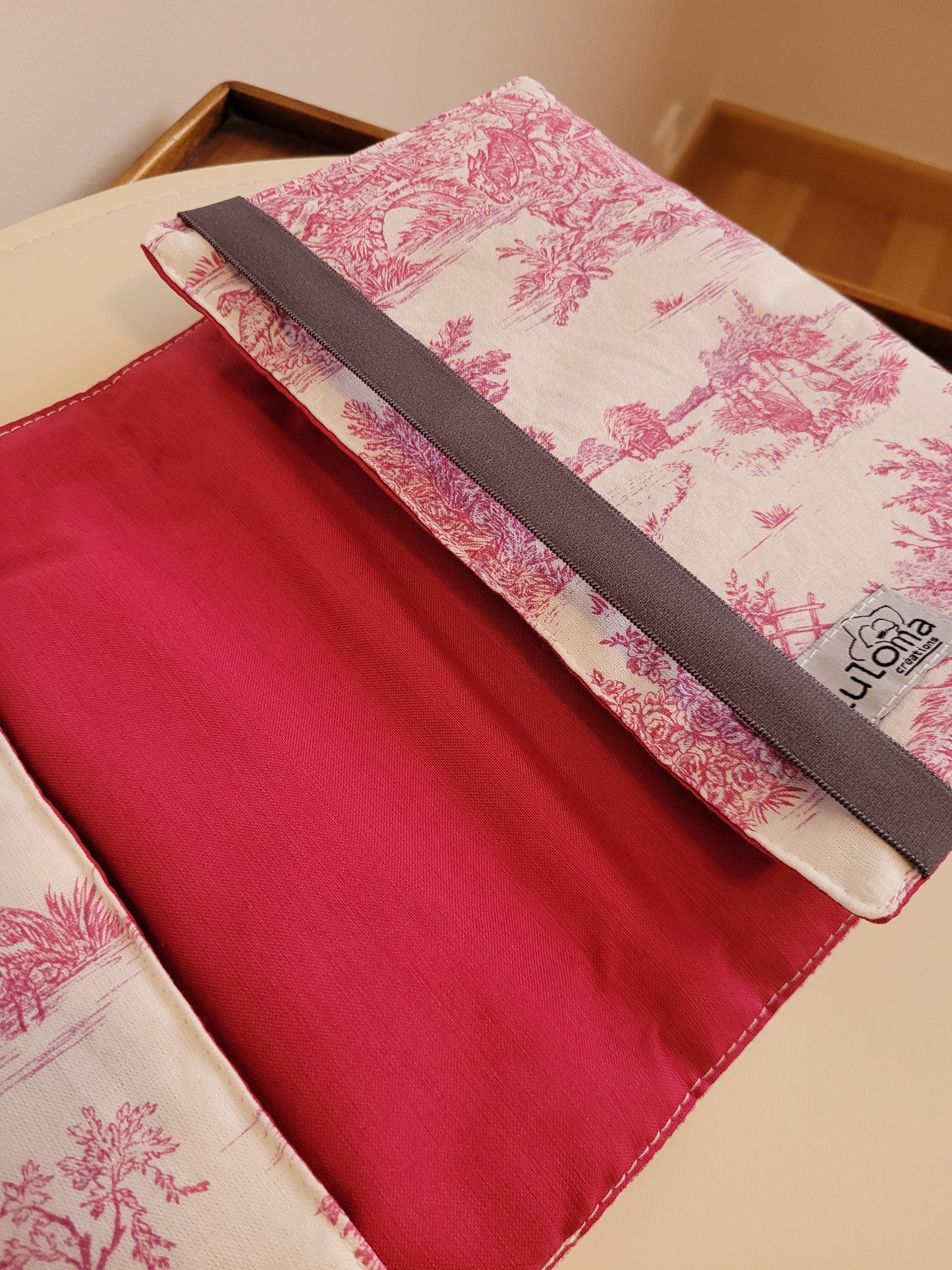 protège livre en tissu couvre livre tissu toile de jouy rose
