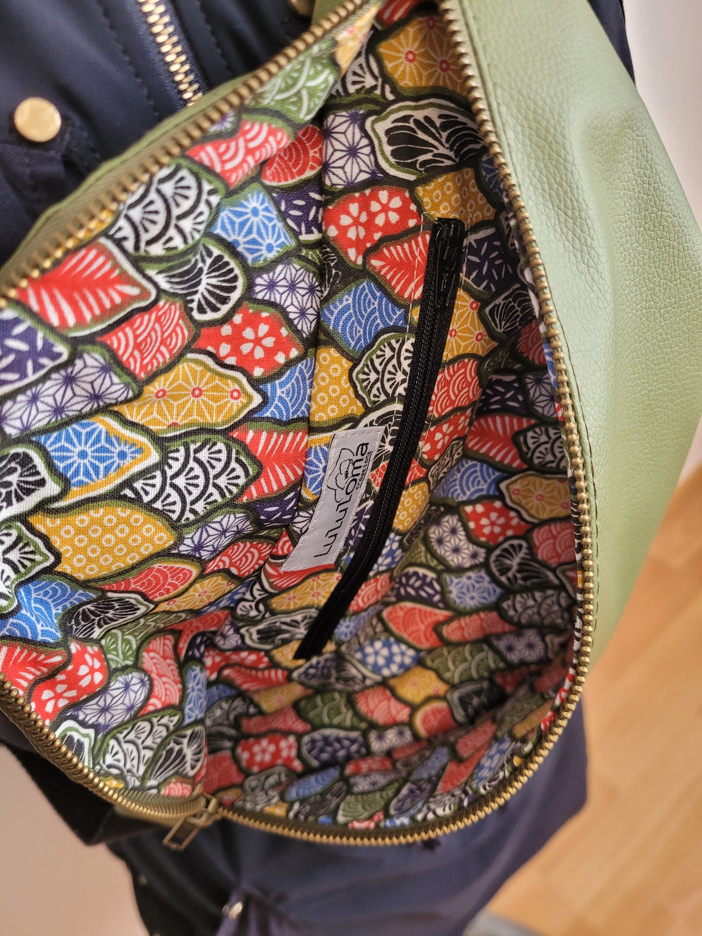 Sac banane kaki doublure tissu caro
