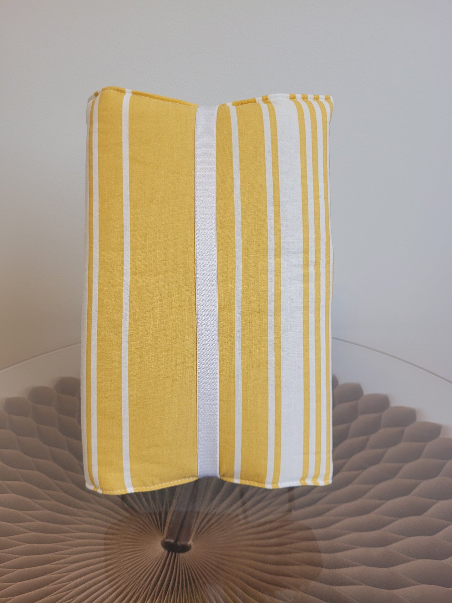 Couvre livre en tissu (livre broché) - Jaune rayé