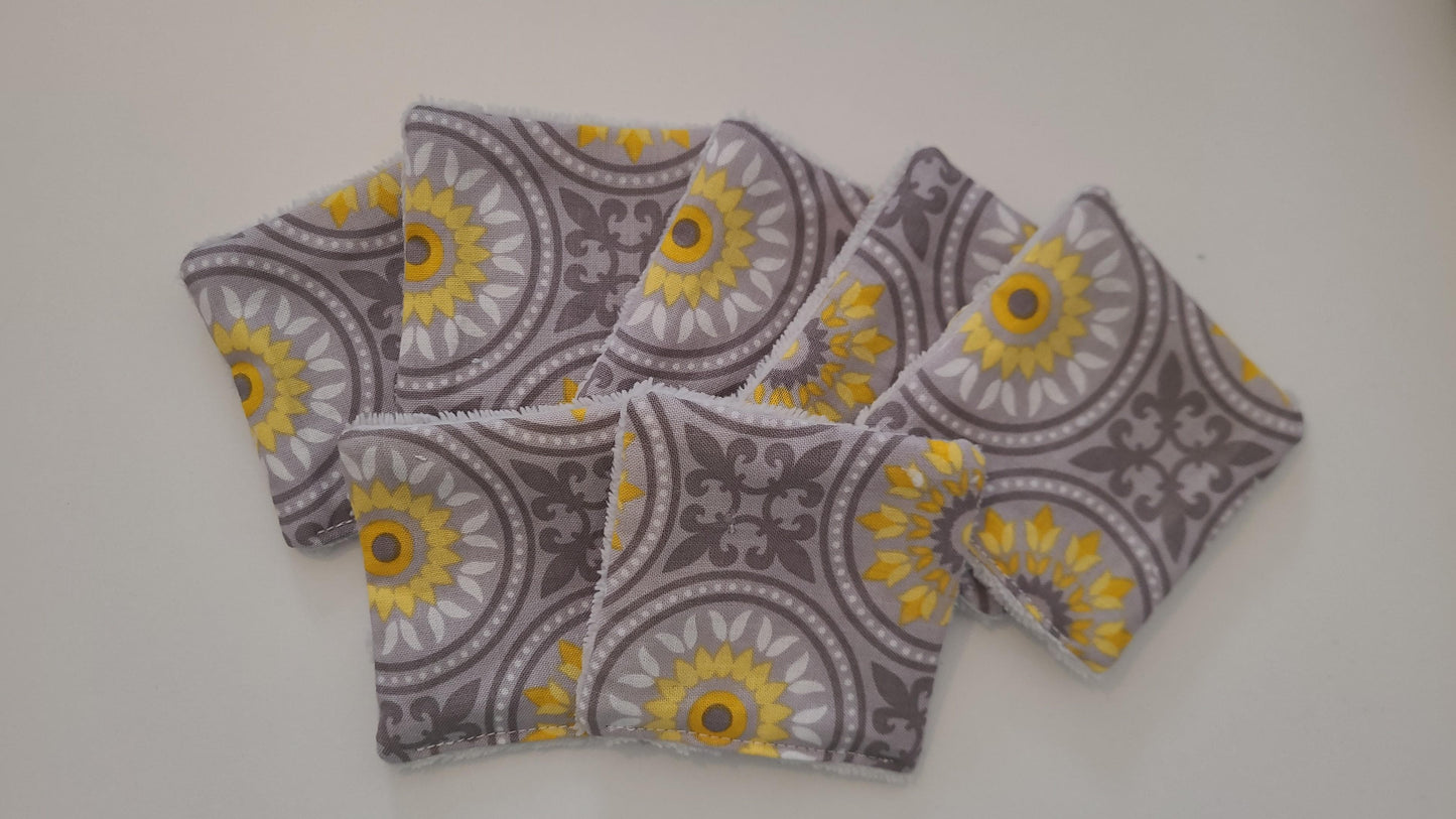 Lingette démaquillante réutilisable - Carrelage jaune gris