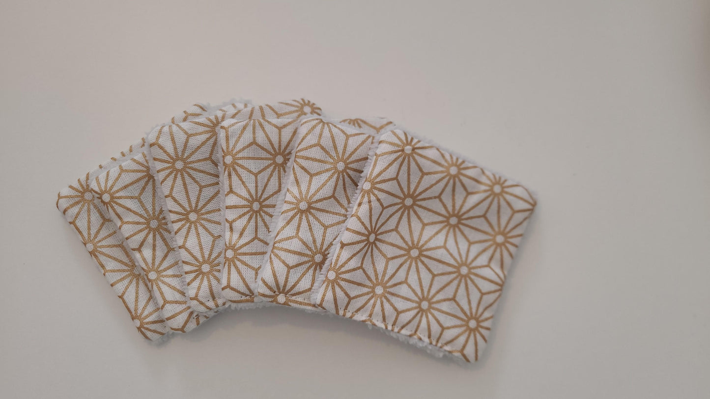 Lingette démaquillante réutilisable - Origami doré