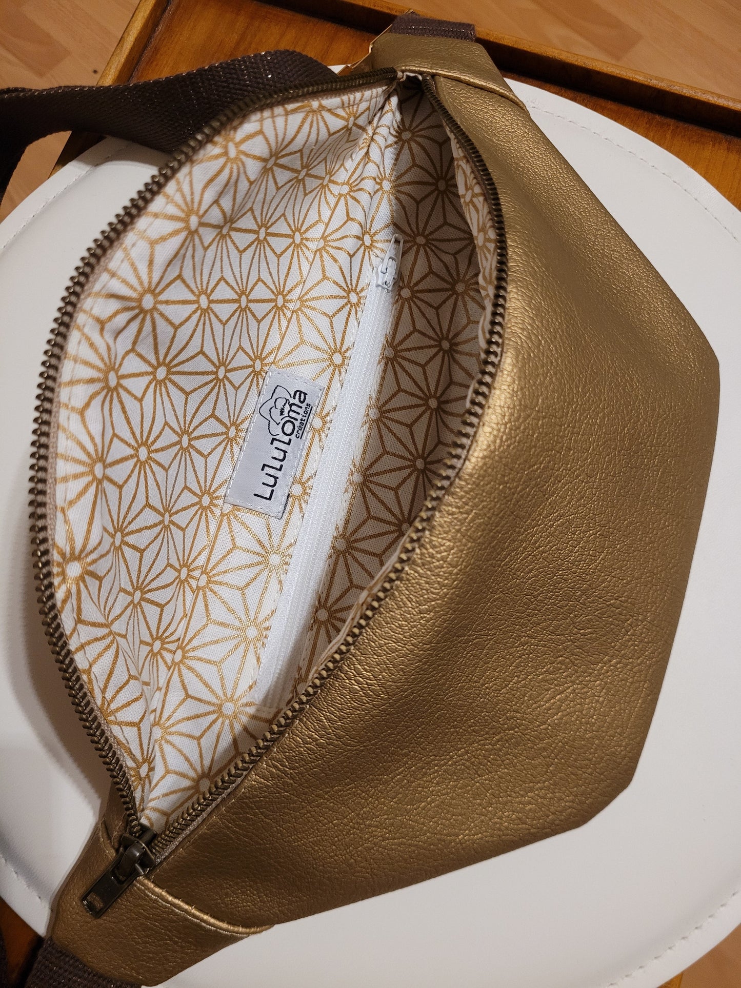 Sac banane dorée doublure origami - Lululoma Créations