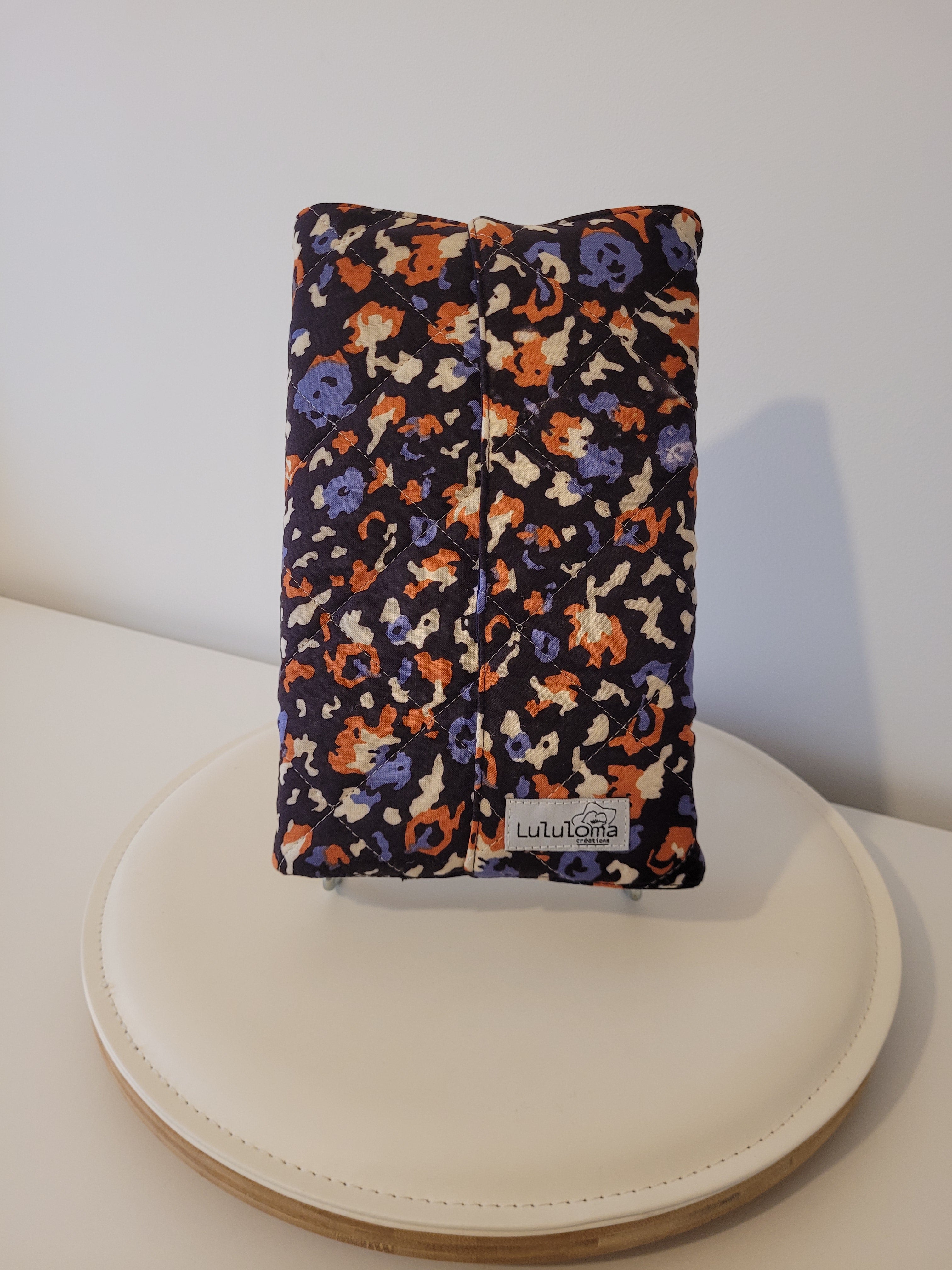 Couvre livre en tissu (livre broché) - Orange violet bleu