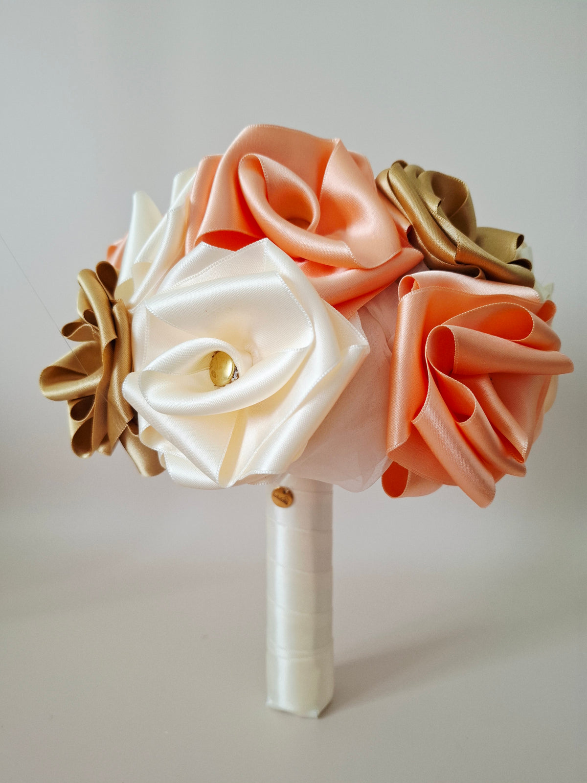 Bouquet_mariee durable mariage ivoire abricot doré tissu rose