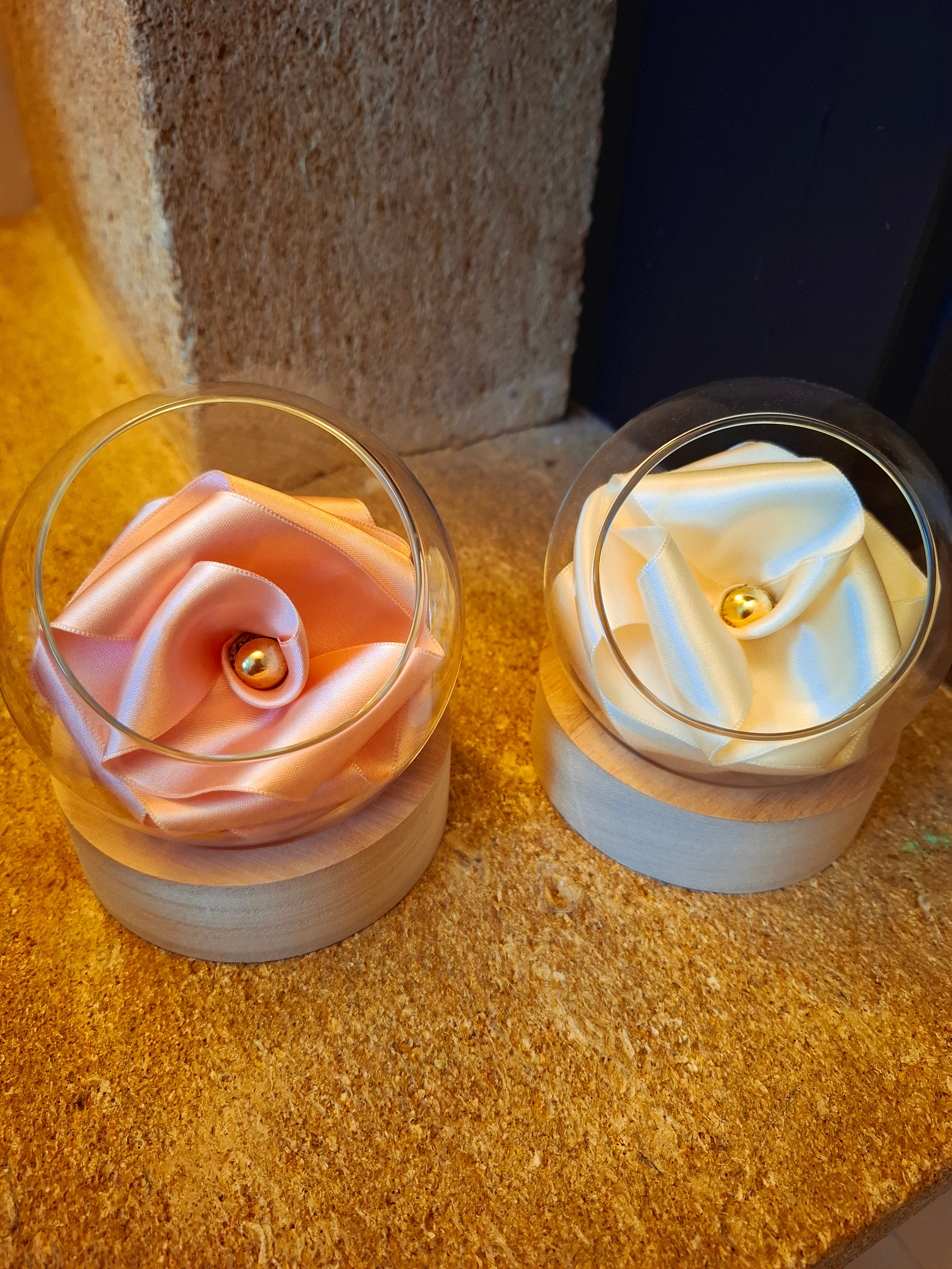 Rose éternelle globe en verre |Ivoire