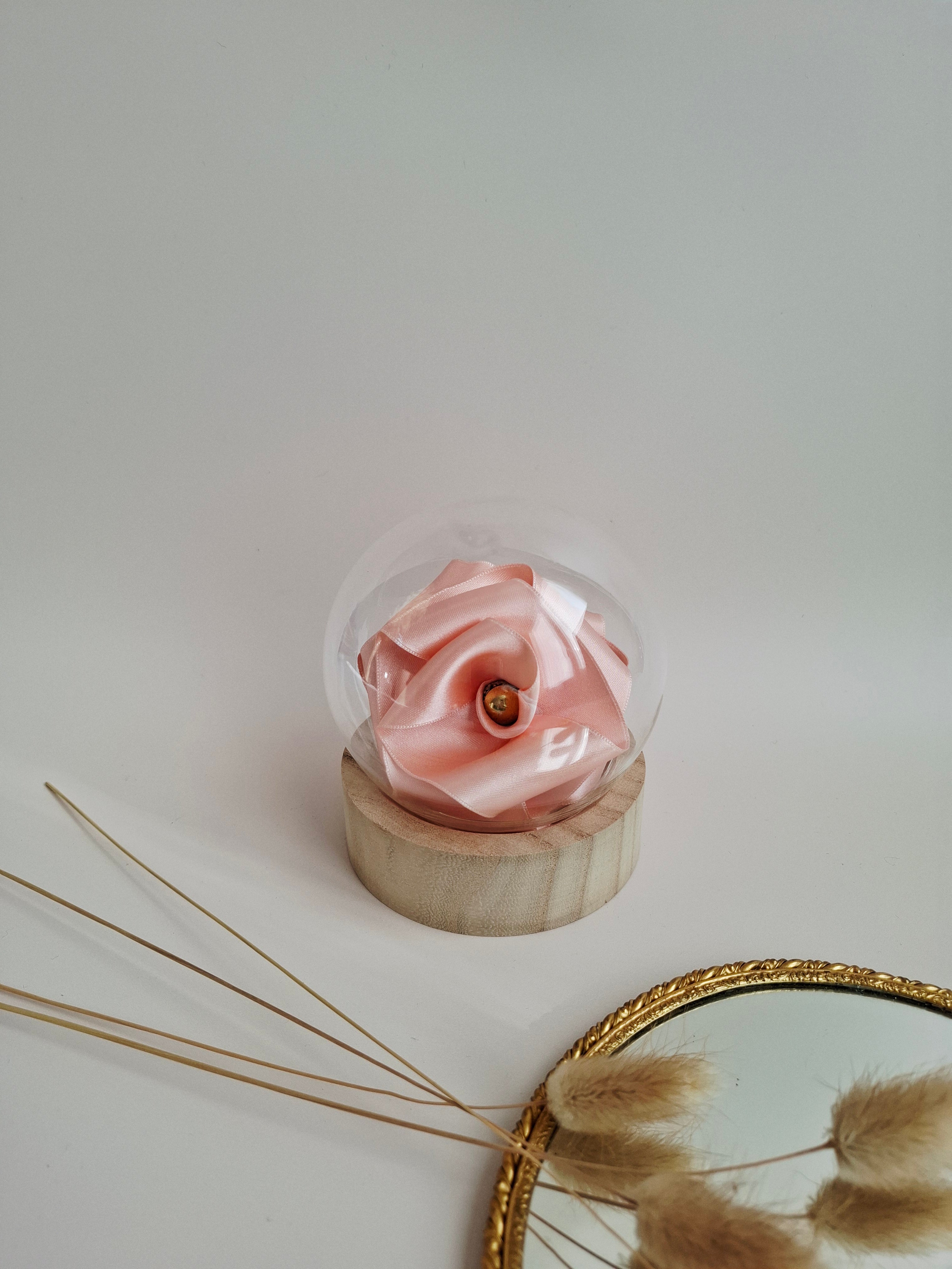 Rose éternelle globe en verre |Abricot