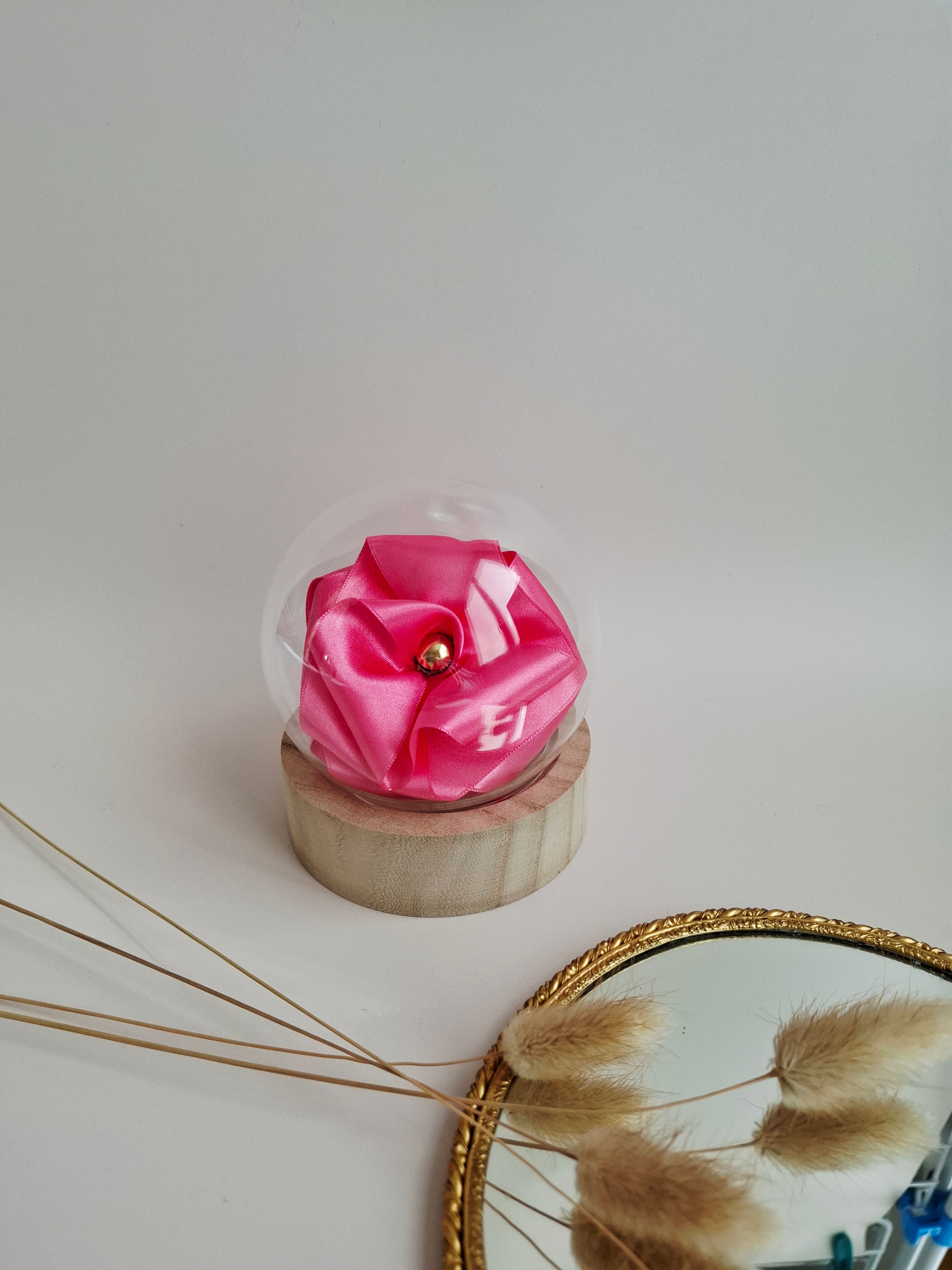 Rose éternelle globe en verre | Rose bonbon