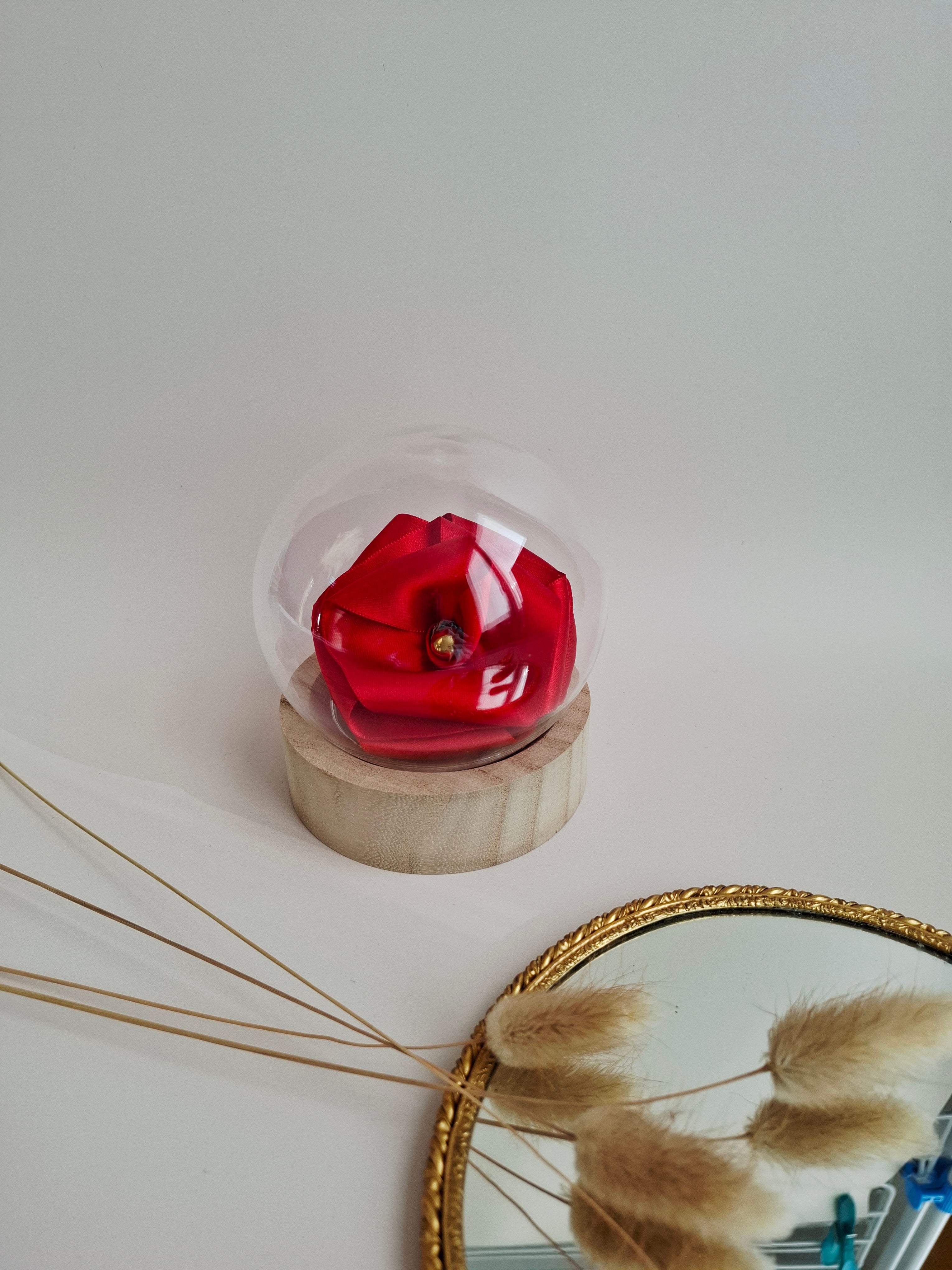 Rose éternelle globe en verre | Rouge