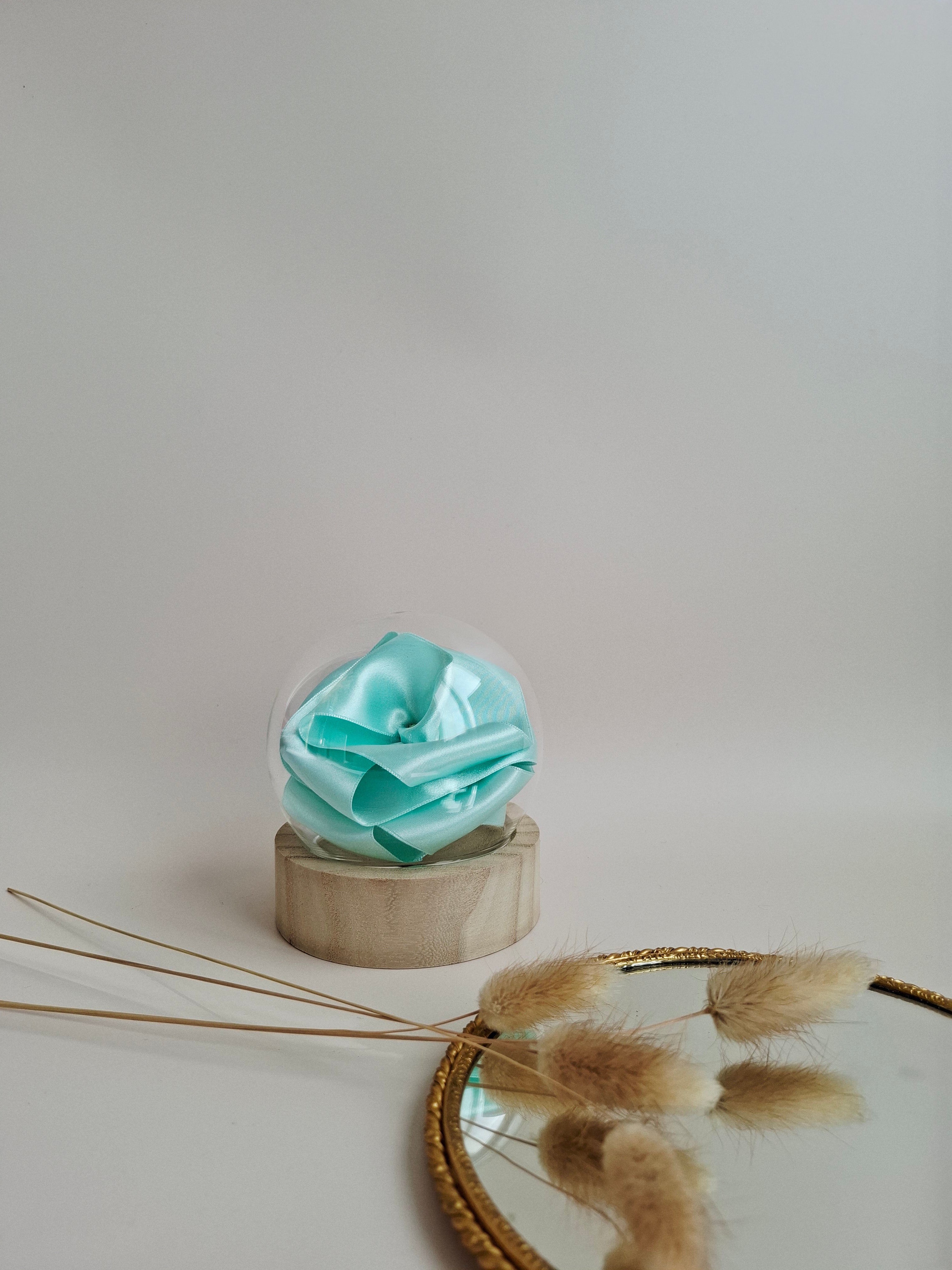 Rose éternelle globe en verre | Vert d'eau