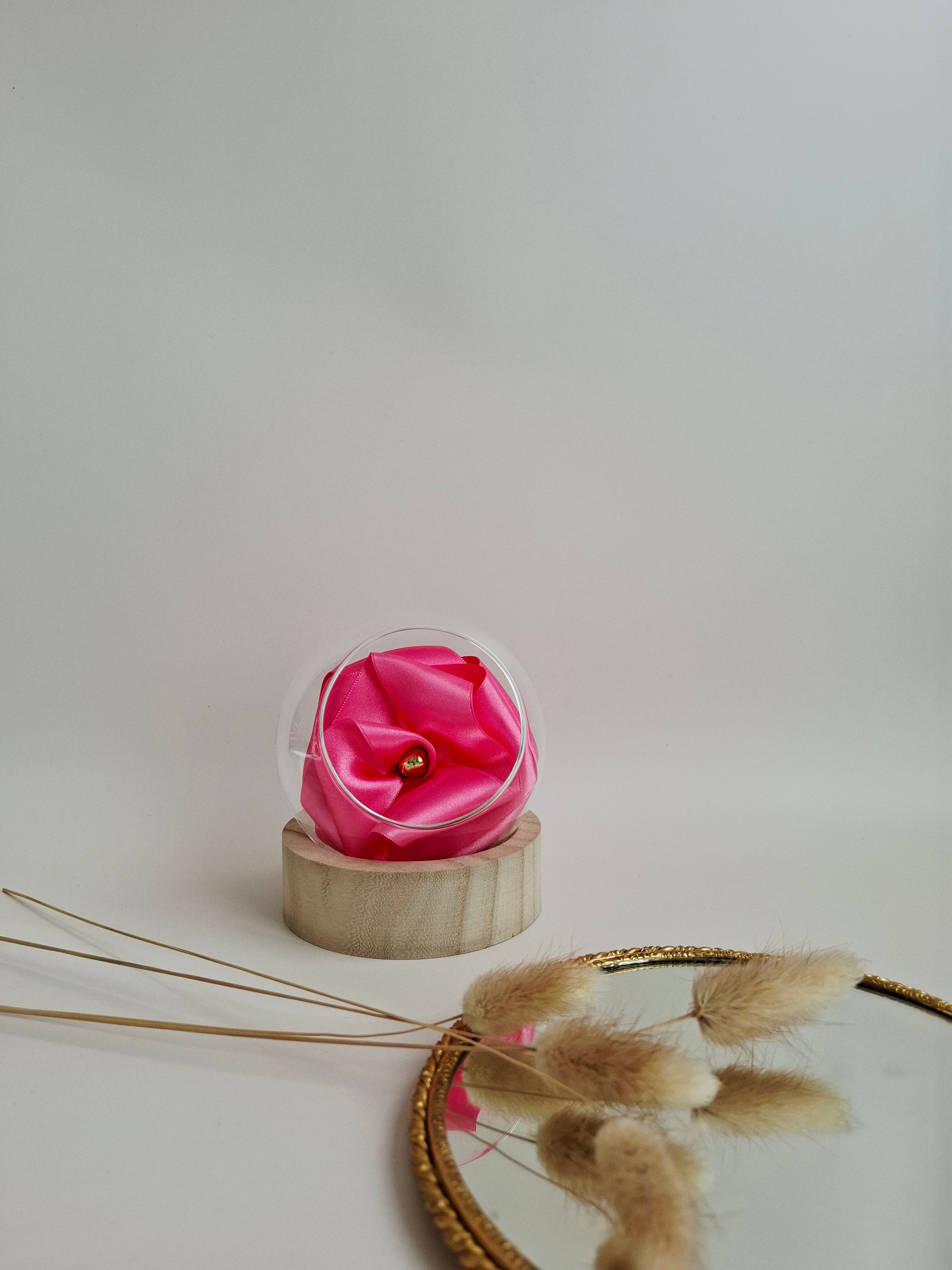 Rose éternelle globe en verre | Rose bonbon