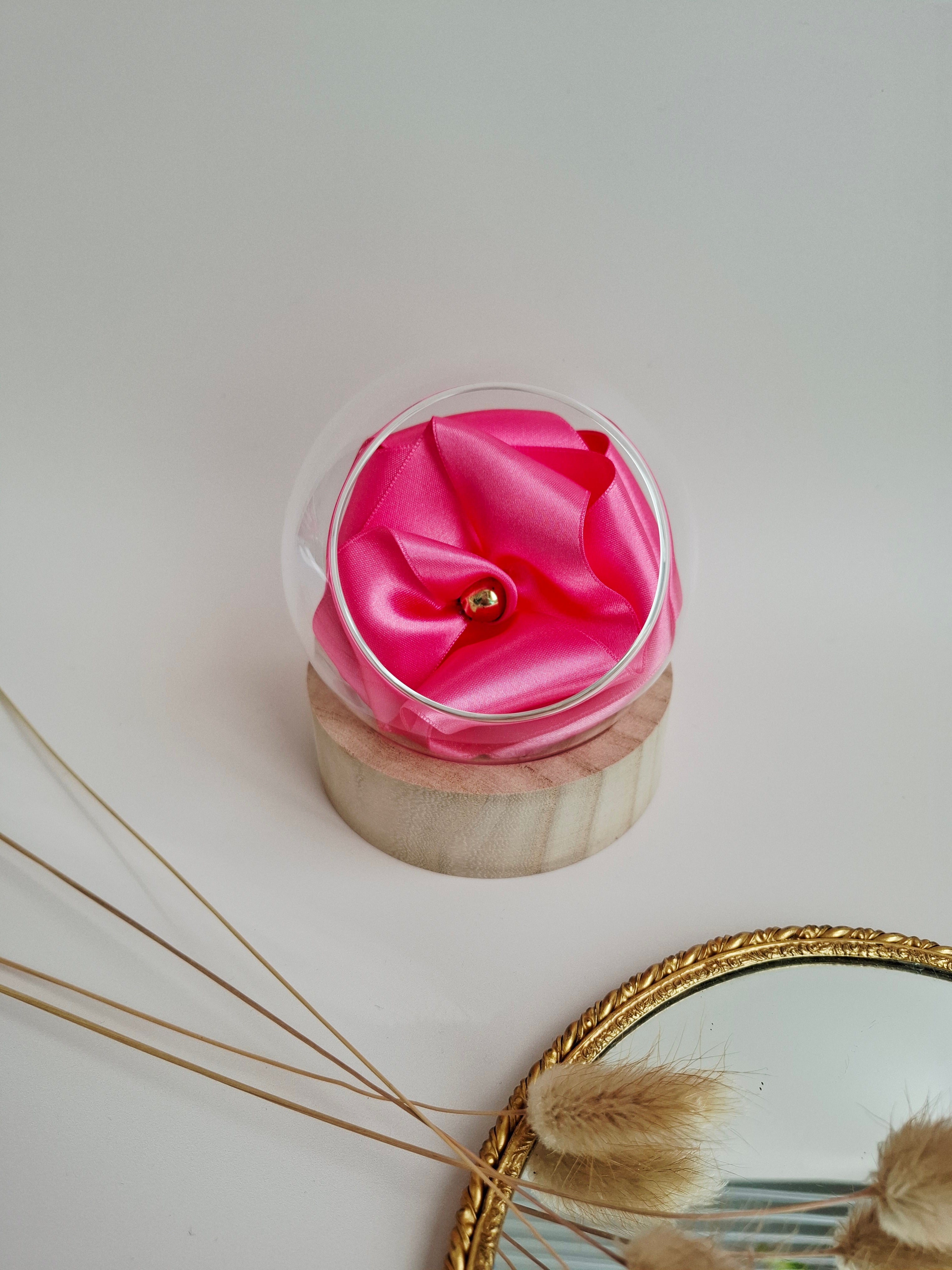 Rose éternelle globe en verre | Rose bonbon
