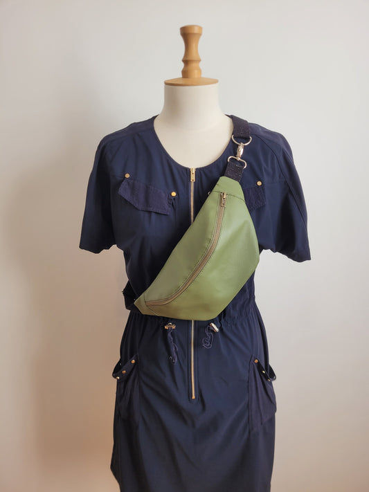 Sac banane kaki doublure tissu caro