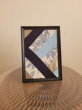 Tableaux textiles - Bandes toiles de Jouy bleu 21cm x 30cm