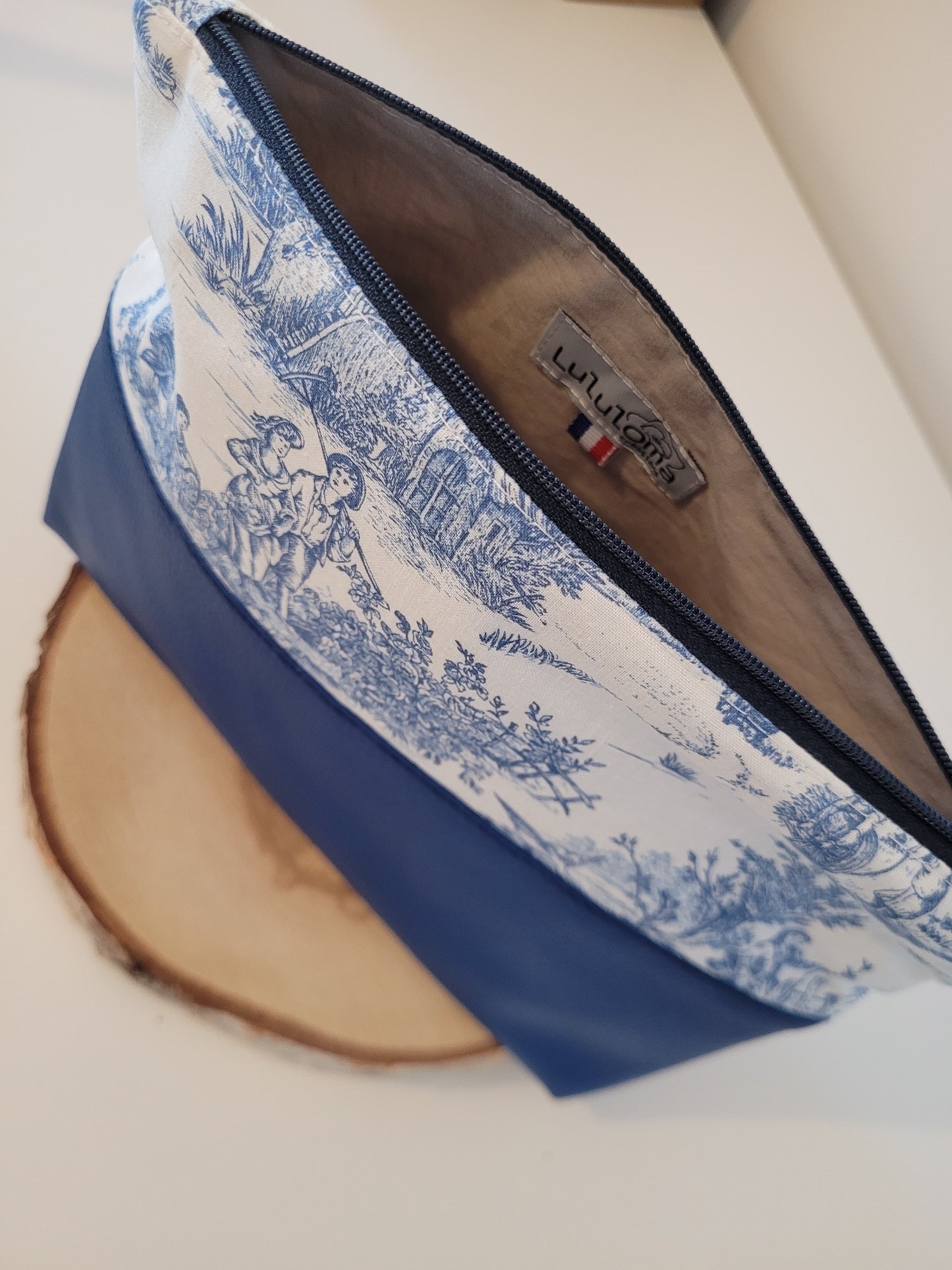 Grande trousse - Toile de Jouy bleu - Lululoma Créations