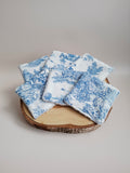 Lingette démaquillante réutilisable - Toile de Jouy bleu