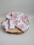 Lingette démaquillante réutilisable - Toile de Jouy rouge