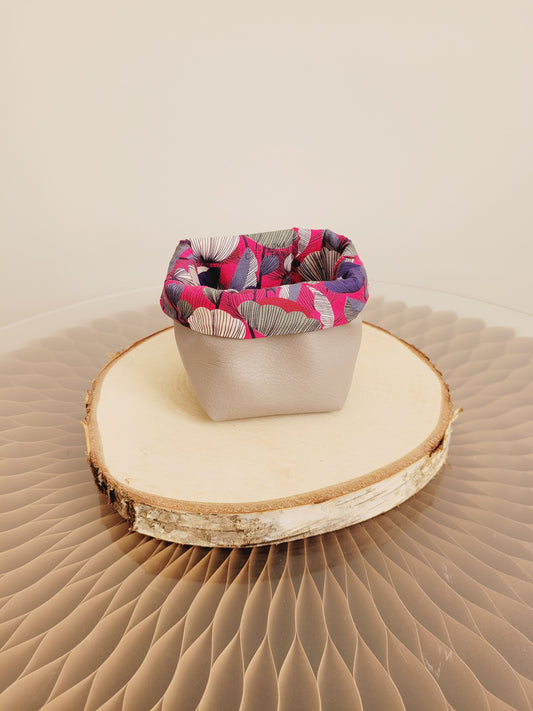 Panier de rangement pour lingettes démaquillantes réutilisables (8cmx8cm) - Fleurs fuchsia violette marron - Lululoma Créations