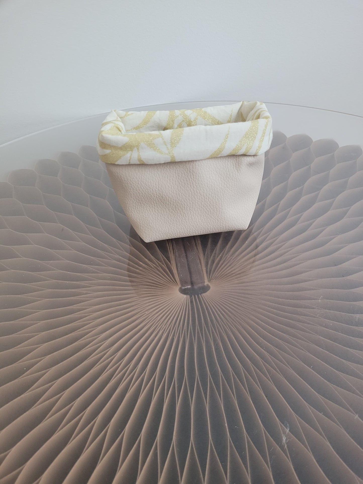 Panier de rangement pour lingettes démaquillantes réutilisables - Feuillage doré - Lululoma Créations