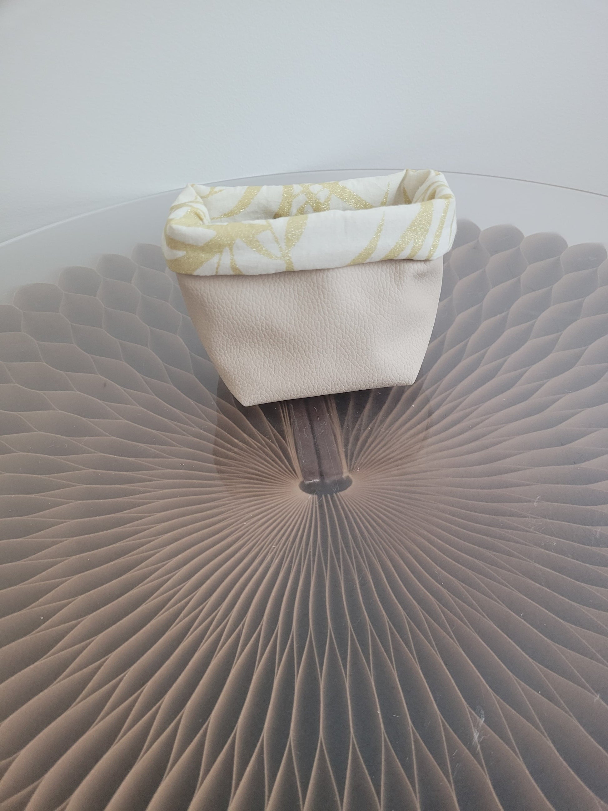 Panier de rangement pour lingettes démaquillantes réutilisables - Feuillage doré - Lululoma Créations