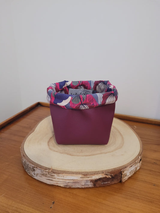 Panier de rangement pour lingettes démaquillantes réutilisables - Fleurs fuchsia