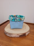 Panier de rangement pour lingettes démaquillantes réutilisables - Fleurs vintage bleu clair
