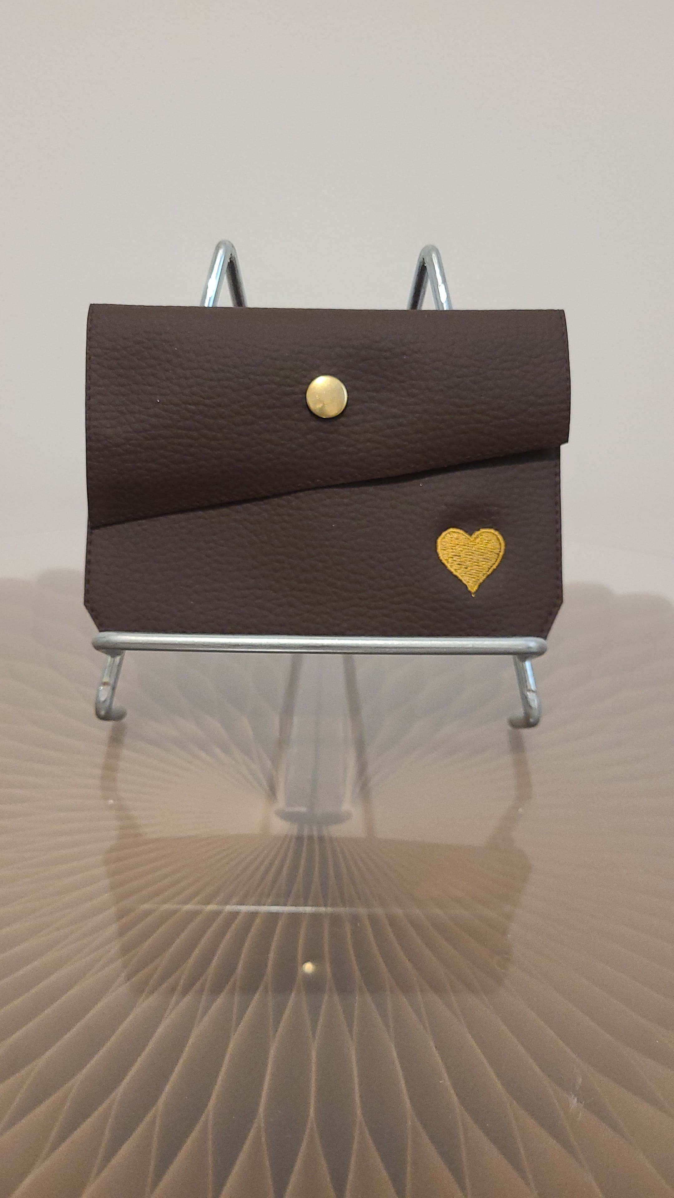 Porte monnaie simili cuir avec broderie - Lululoma Créations