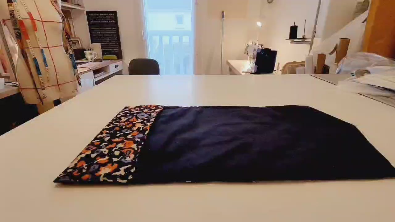 Couvre livre en tissu (livre broché) - Orange violet bleu