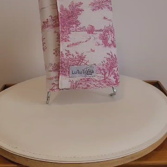 protège livre en tissu couvre livre tissu toile de jouy rose