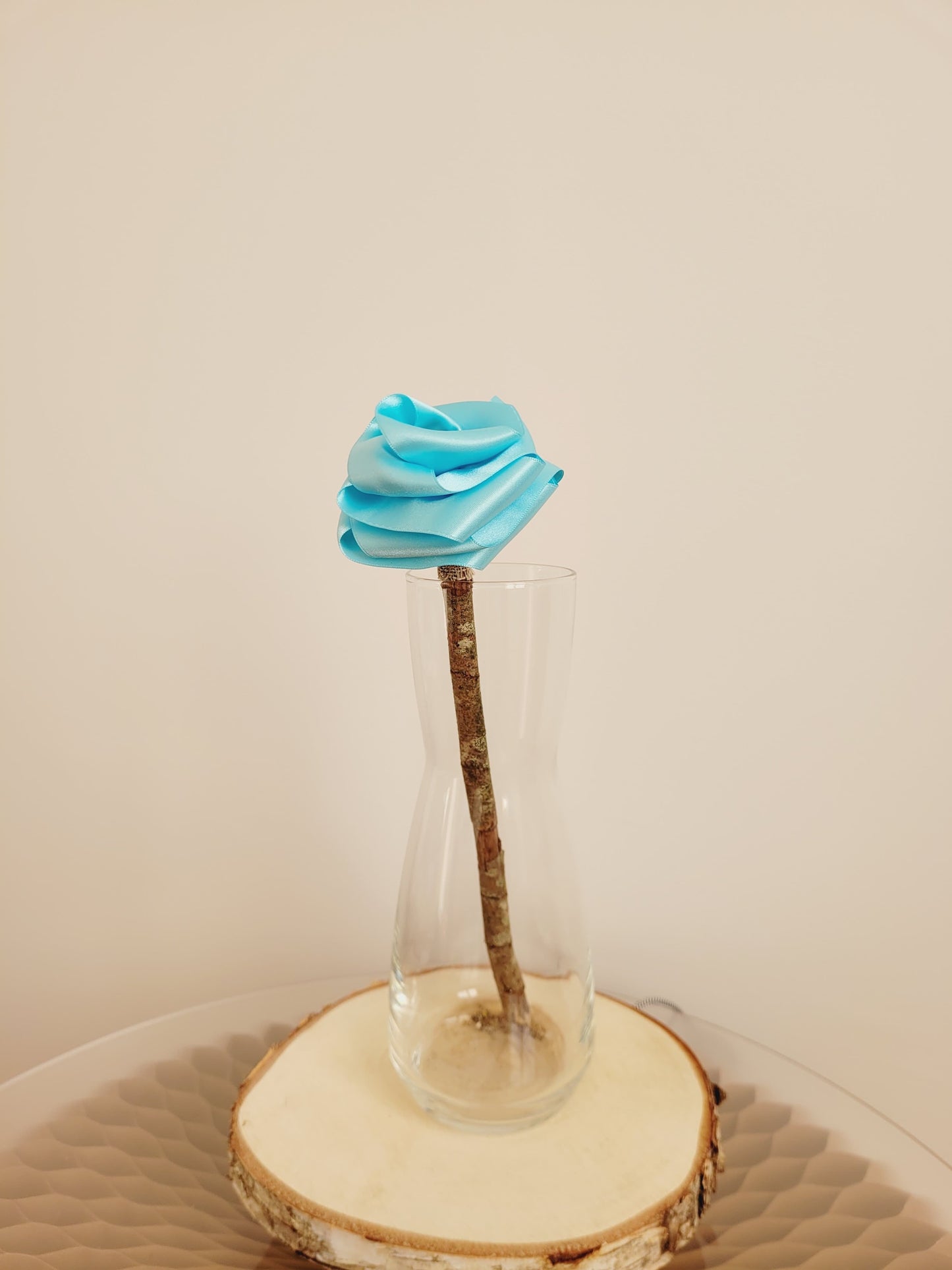 Rose éternelle en satin | Bleu ciel - Lululoma Créations