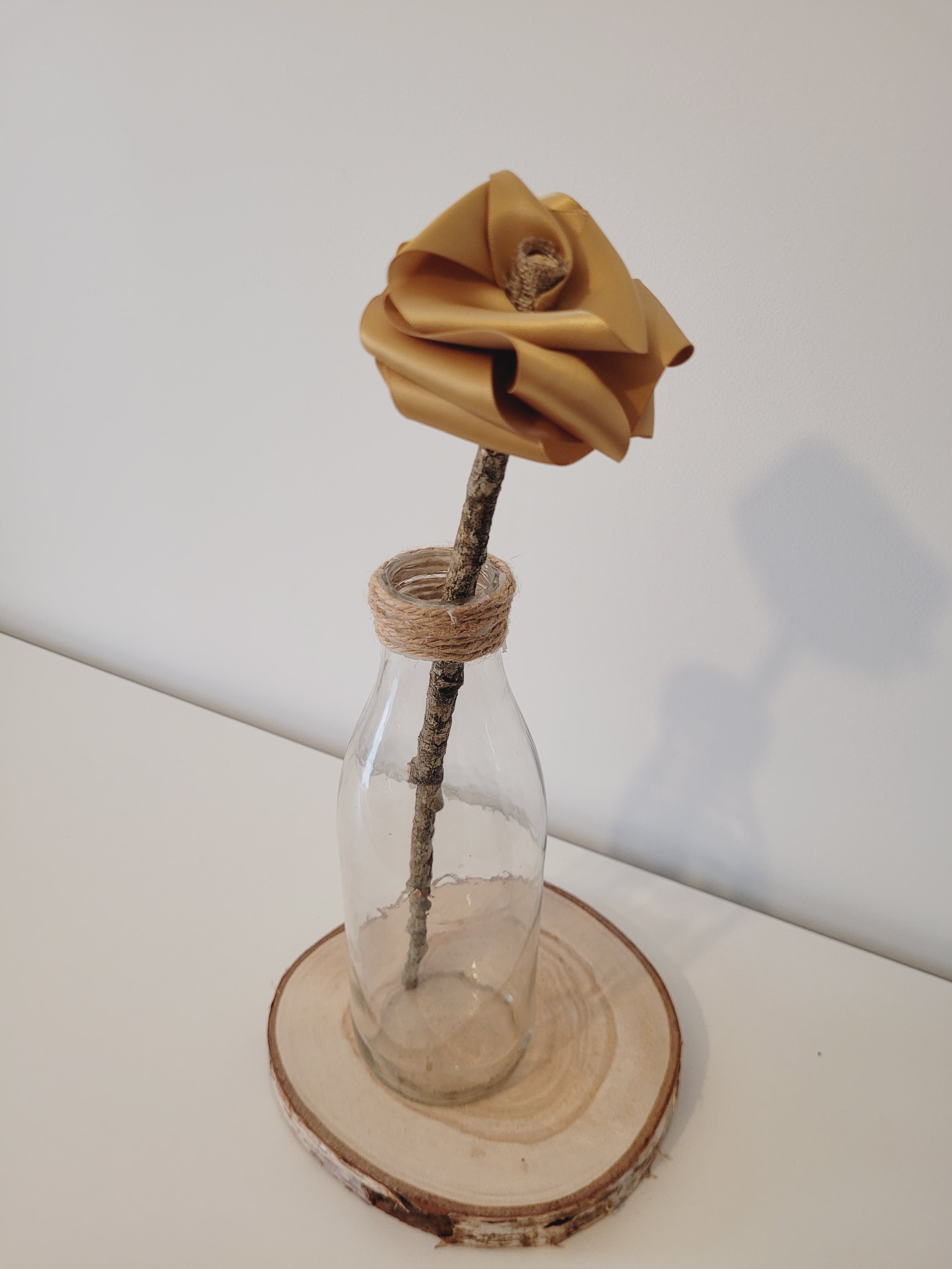 Rose éternelle en satin | Doré - Lululoma Créations