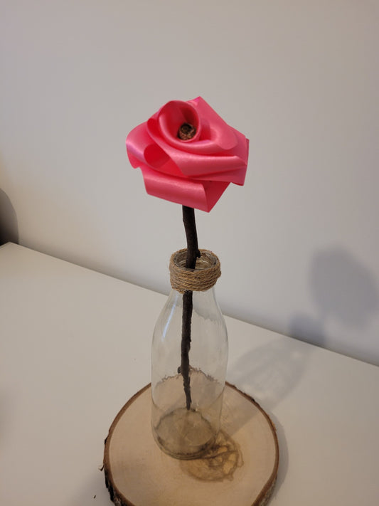 Rose éternelle en satin | Fushia - Lululoma Créations