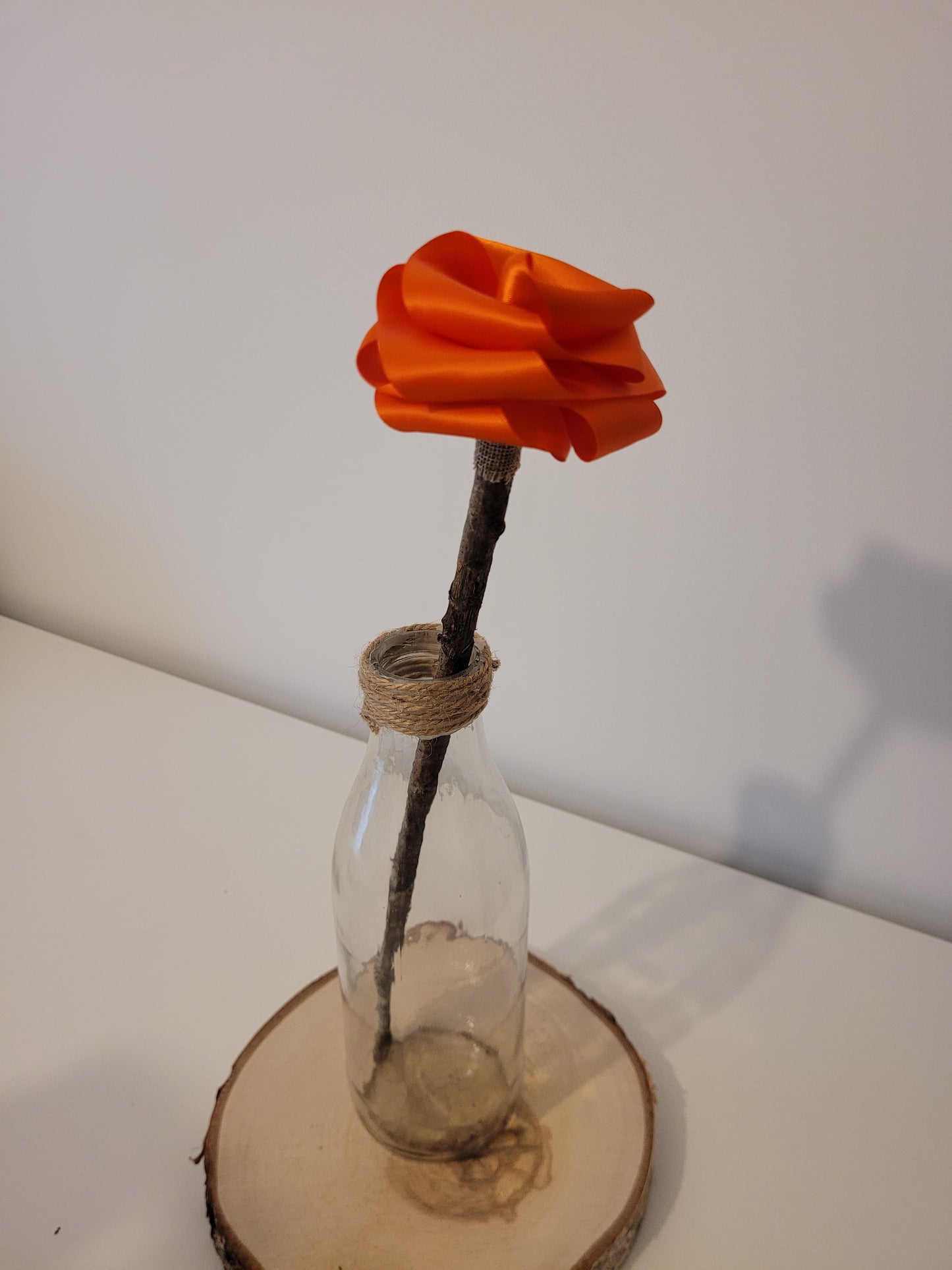 Rose éternelle en satin | Orange - Lululoma Créations