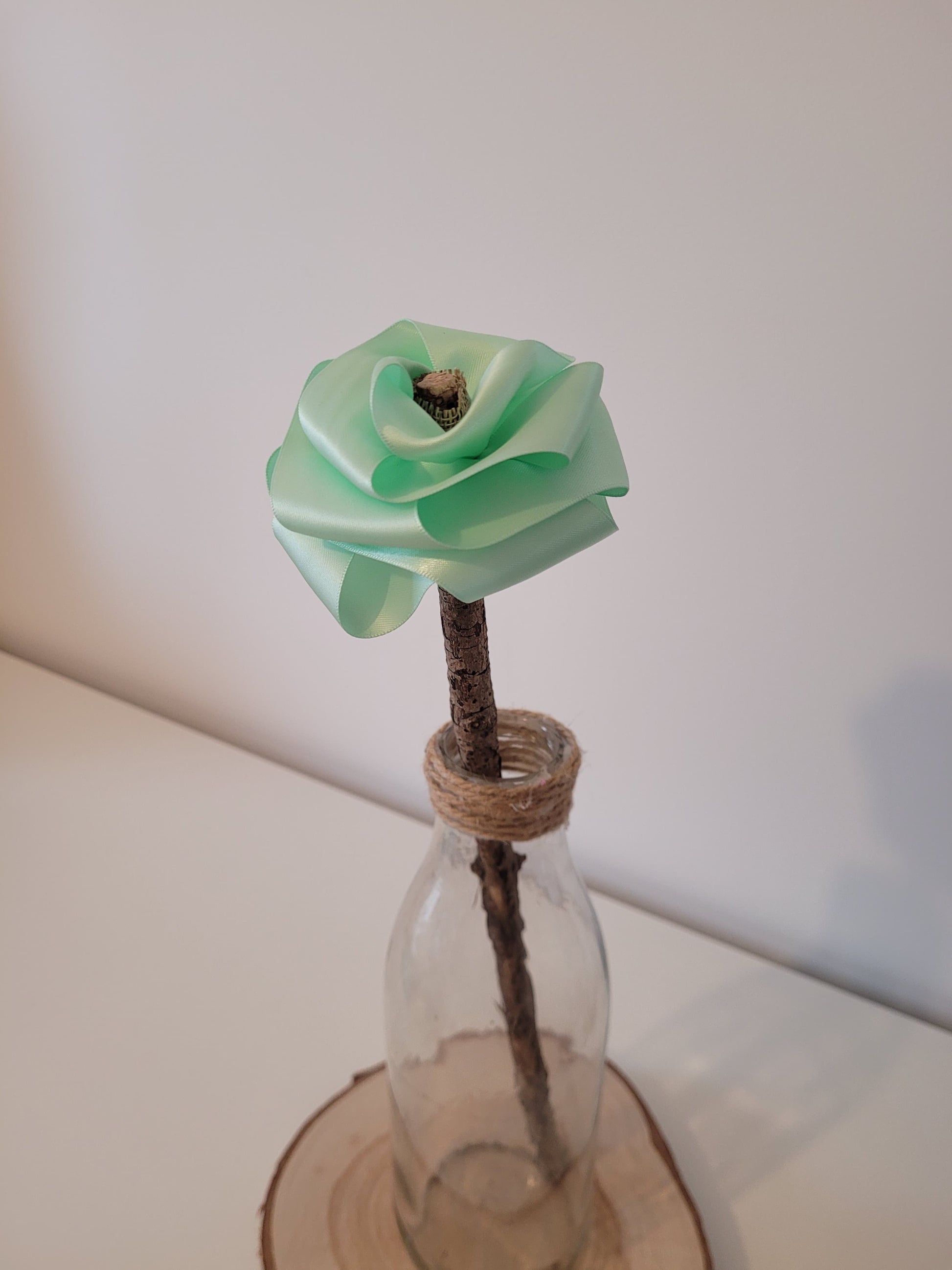 Rose éternelle en satin | Vert d'eau - Lululoma Créations