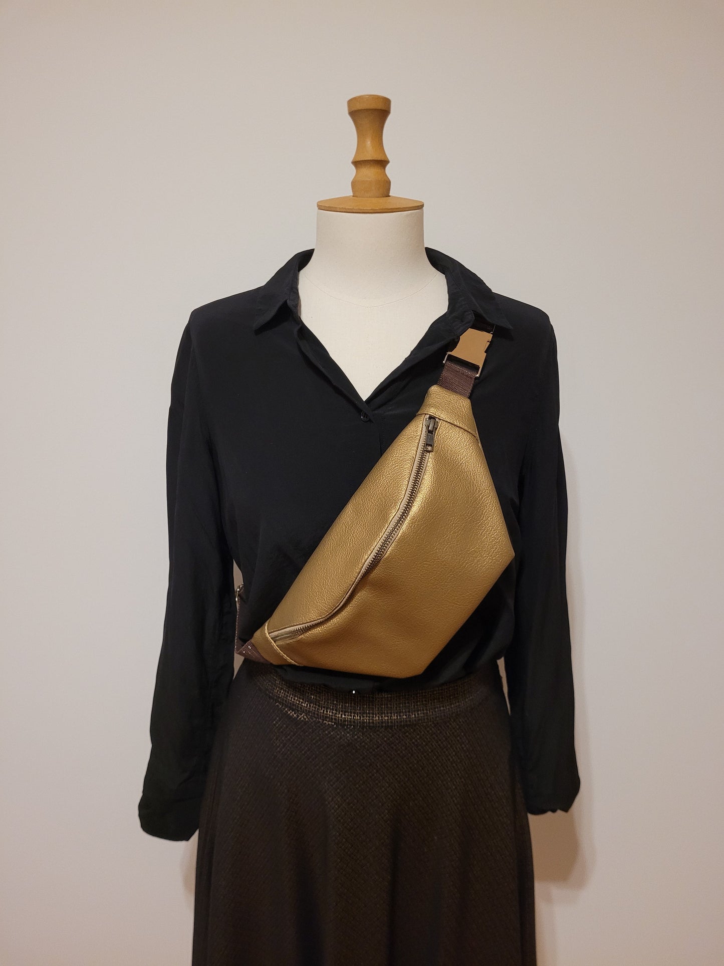 Sac banane dorée doublure origami - Lululoma Créations