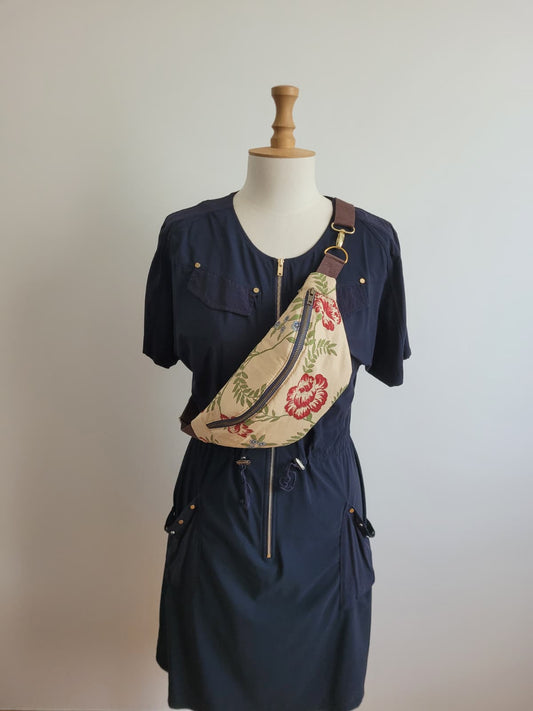 Sac banane fleurs beaupréau - Lululoma Créations