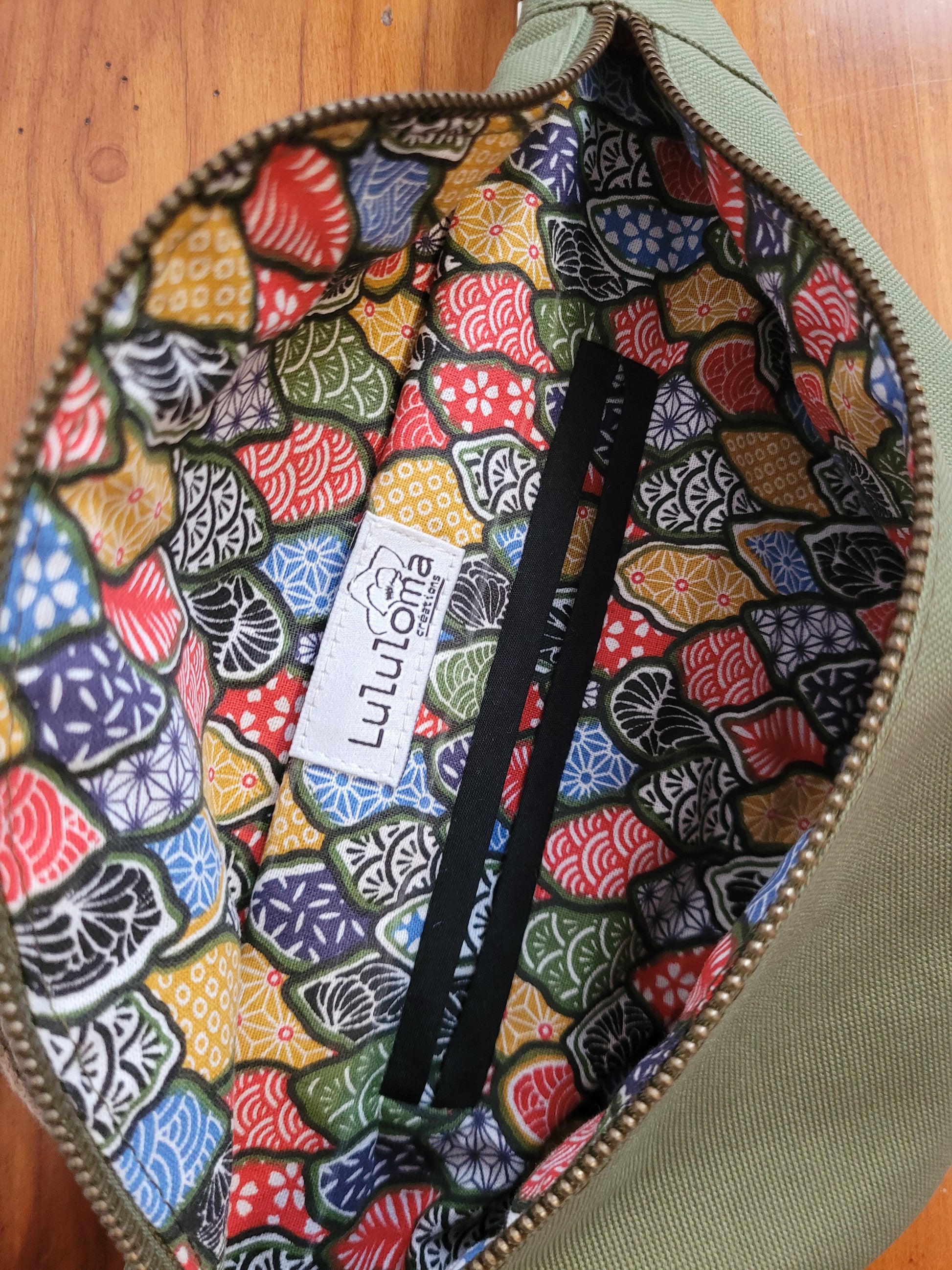 Sac banane simili cuir kaki doublure peps - Lululoma Créations