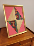 Tableaux textiles - Cerf volant rose et doré 21cm x 30cm - Lululoma Créations